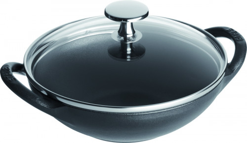 Mini poêle wok fonte d'acier Sans revêtement Avec couvercle Ø 16 cm 11,5 cm 0,65 L Staub