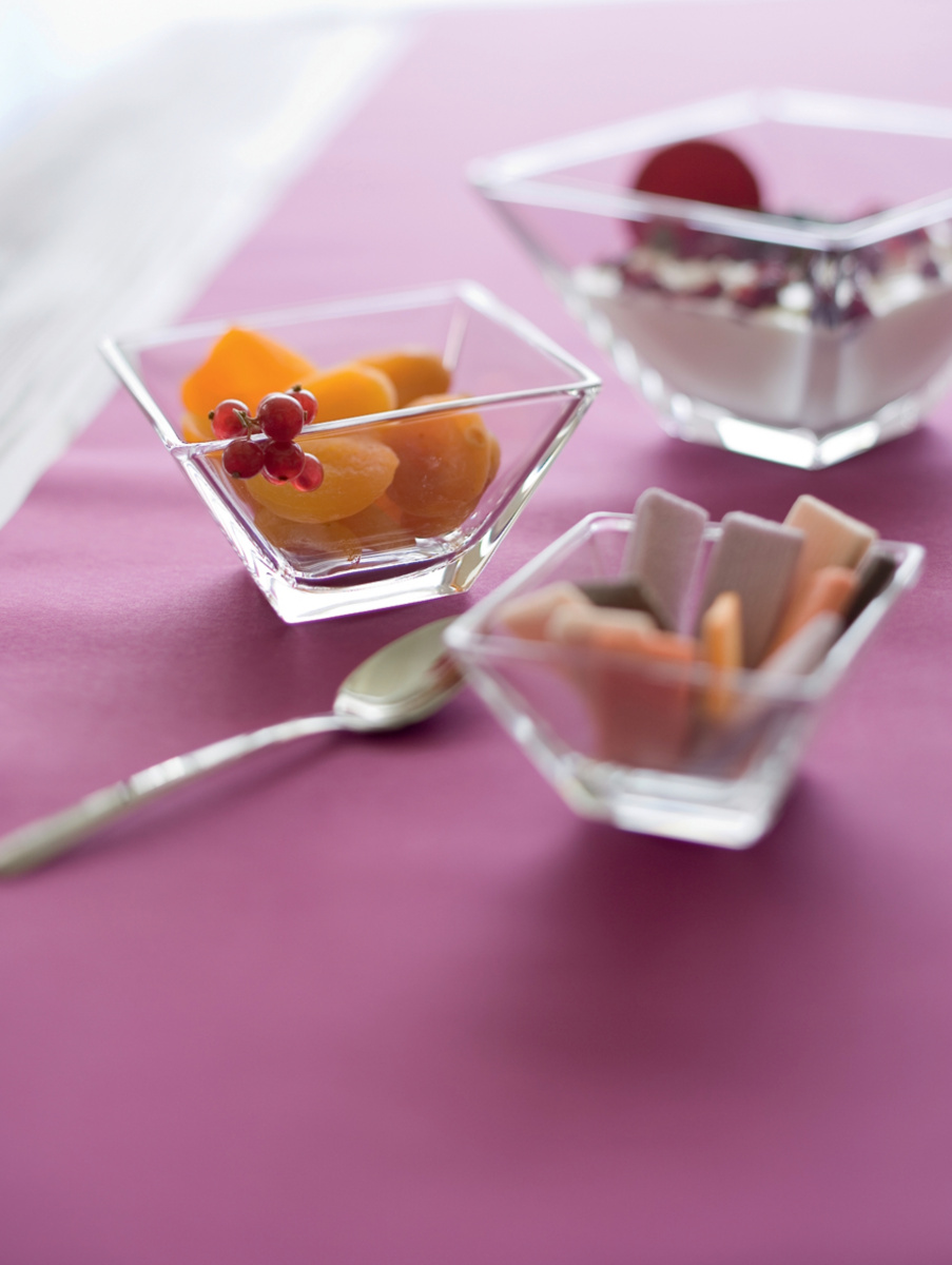 Mini gobelet à dessert carré en plastique transparent, coupe