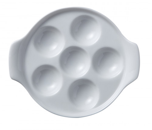Plat à escargots 6 trous rond blanc porcelaine Ø 14 cm Bistronome Pro.mundi