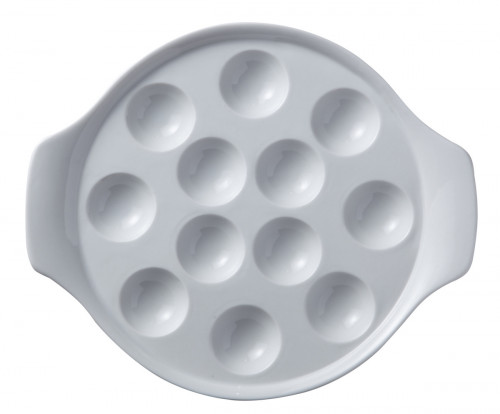 Plat à escargots 12 trous rond blanc porcelaine Ø 21,5 cm Bistronome Pro.mundi