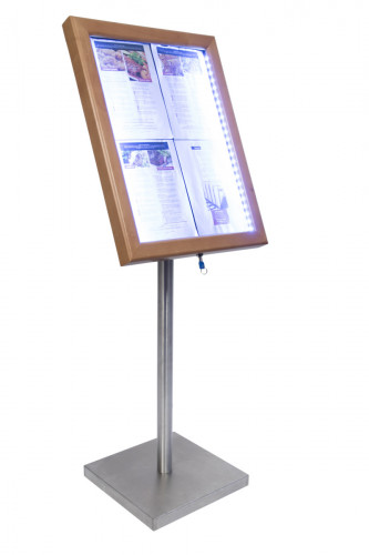 Porte-menu lumineux rectangulaire marron 4 pages led Classique Securit