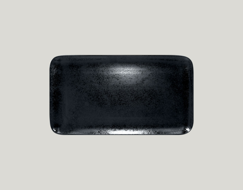 Assiette coupe plate | 2796 rectangulaire noir porcelaine 33x11 cm Karbon Rak