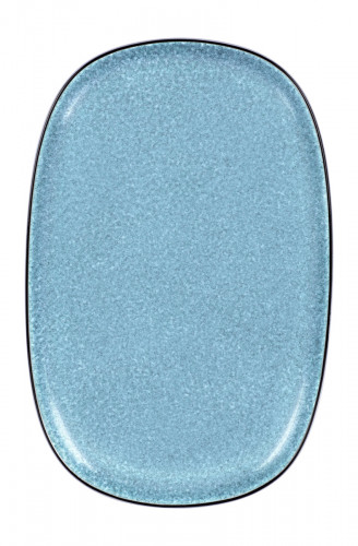 Assiette coupe plate rectangulaire bleu porcelaine vitrifiée 30x20 cm Ikon Astera