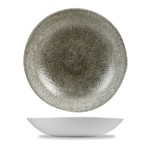Assiette creuse rond noir porcelaine vitrifiée Ø 24,8 cm Raku Churchill