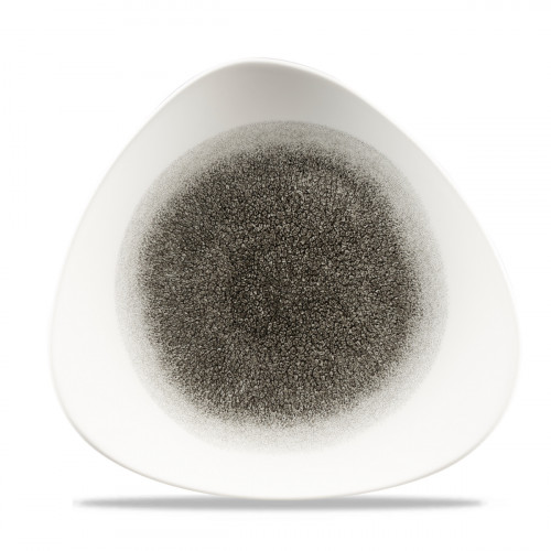 Assiette plate triangulaire noir porcelaine vitrifiée 26,5x26,5 cm Raku Churchill