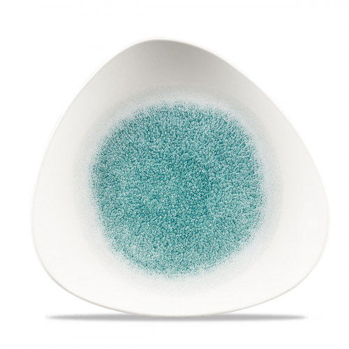 Assiette plate triangulaire vert porcelaine vitrifiée 26,5x26,5 cm Raku Churchill
