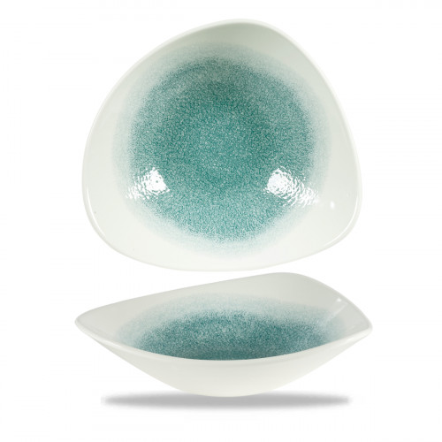 Bol triangulaire vert porcelaine vitrifiée 23,5 cm Raku Churchill