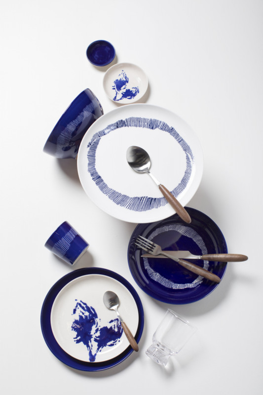 Plat rond lapis lazuli swirl - points blancs grès émaillé Ø 36 cm Feast By Ottolenghi Serax