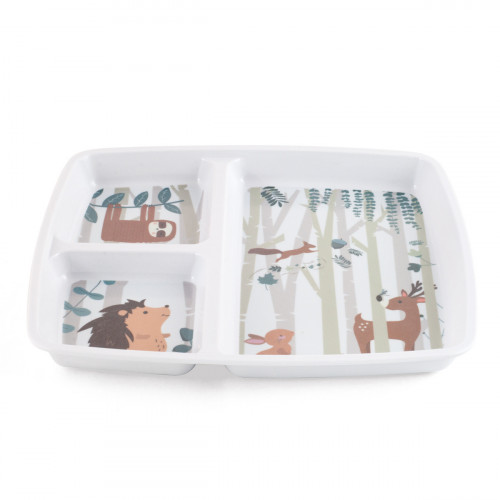 Assiette à compartiments rectangulaire blanc en mélamine 24,8x20,9x2,5 cm Plastorex