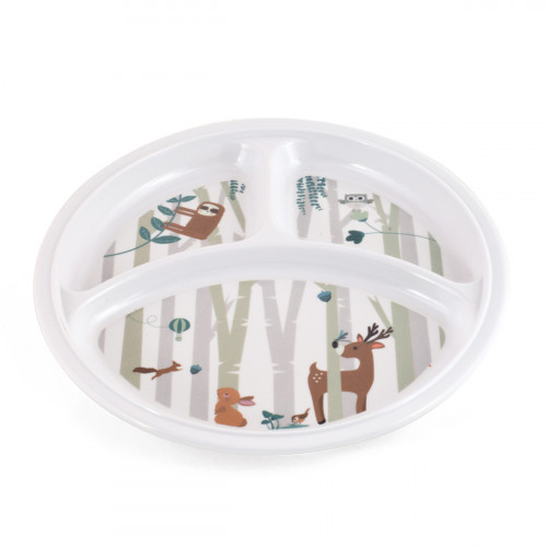 Assiette à compartiments rond blanc en mélamine Ø 21,5 cm Plastorex