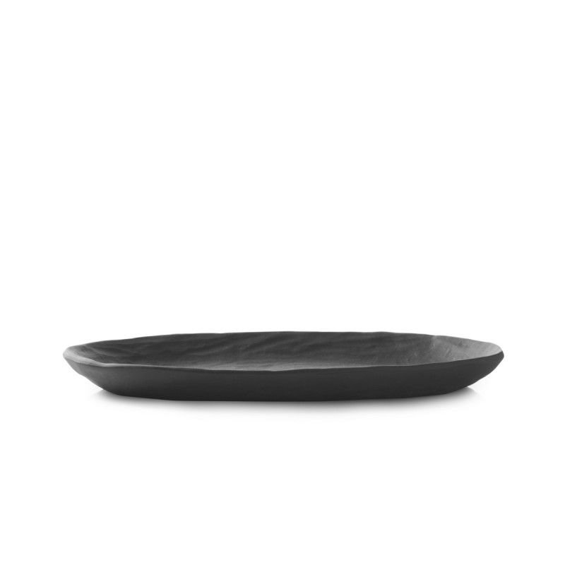 Assiette coupe plate ovale Noir brut porcelaine 24,5x13,5 cm Yli Revol