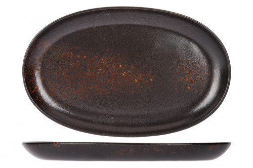 Assiette ovale noir porcelaine 35x22 cm Etna Proof