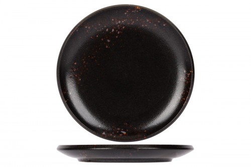 Assiette plate rond noir porcelaine Ø 20 cm Etna Proof