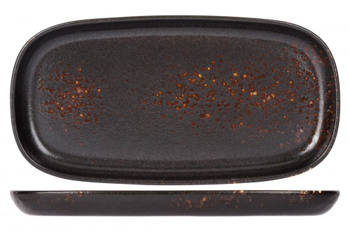 Plat rectangulaire noir porcelaine 29,5 cm Etna Proof