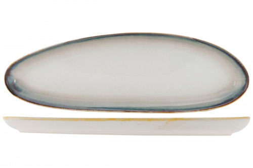 Plateau de service ovale blanc porcelaine 23,5 cm Akoya Proof