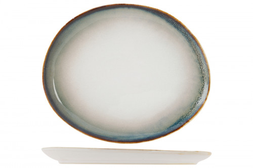 Assiette à dessert ovale blanc porcelaine 23,5x17,2 cm Akoya Proof