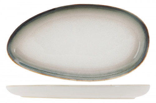 Assiette de présentation ovale blanc porcelaine 37,9x21,2 cm Akoya Proof